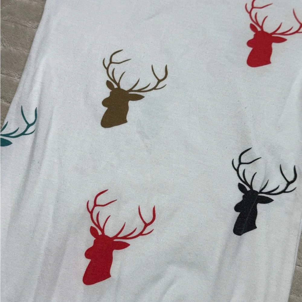 Baby Deer Print Pajamas with Striped Sleeves